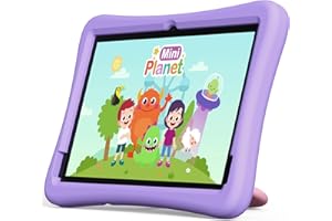 plimpton Tablet Bambini 10 Pollici, Tablet Android 14 con WiFi, Octa-core, 4GB RAM+64GB ROM (1TB TF), Custodia Antiurto EVA, Controllo Parentale, Kids Space, 6000mAh, PlimPad Kids20 (Viola)