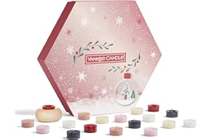 Yankee Candle Zestaw upominkowy | 18 zapachowych podgrzewaczy i uchwyt w świątecznym pudełku | Kolekcja Snow Globe Wonderland, 1716521E