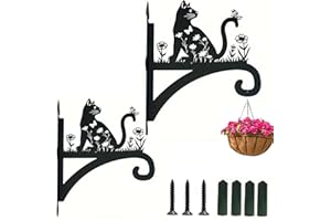 Zengjunwei 2 Pezzi Ganci Staffa Per Piante, Ganci Per Lanterna Appendere Alla Parete Pianta Giardino Appendiabiti Cesto Pensile Per Mangiatoie Uccelli Lanterne Decorazione Esterni (Gattino)