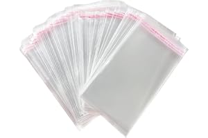 Zydiwo 300 Pièces Sacs Plastiques de Boulangerie Cellophane Transparente OPP Sac Autocollant Emballage Sachet Alimentaire Pochettes (11 * 20cm)