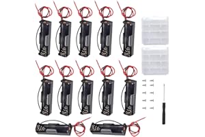 VISSQH 12 pezzi AA portabatterie con Cavi,1 x 1.5V Batteria Holder Box,AA Battery Clip,Portabatterie in Plastica(nero)