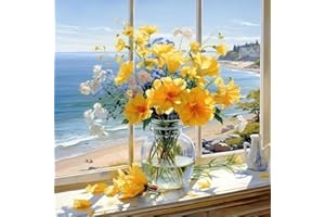 LAISLLA Peinture Numero Adulte, Kit de Peinture à l'huile sur Toile Bricolage pour Enfant, Paint by Numbers avec Peintures et Pinceaux Sans Cadre 40×50 cm (Fleur)