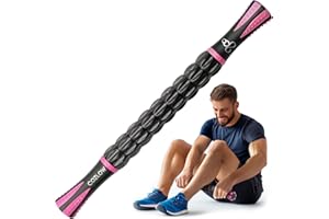 Rodillo muscular – Fucsia – Herramienta de masaje corporal con 9 rodillos y mangos antideslizantes para masaje de tejido profundo y máxima recuperación muscular – por Cozlow
