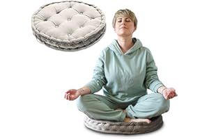 Amazinggirl Cojin meditacion y Yoga zafu - Cojín de Suelo Redondo Soporte ergonómico Ideal para Postura relajación Ejercicios Bienestar Uso Interior y Exterior cjoines meditación