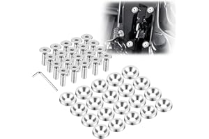 TOMALL Enmoo 20 Stück Billet Aluminium Kotflügel Stoßstange Unterlegscheibenbolzen Motor Bay Dress Up Fastener Kit Lisence Plate Decor Bolts M6 Bolt Schraube Zubehör (Silber)