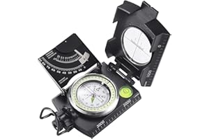 Eyeskey Multifunctional Military Metal Sighting Navigation Compass with Inclinometer | Impact Resistant & Waterproof Compass for Hiking, Camping, Boy Scout (Black)