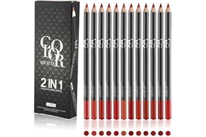 KATILUXIYA 12 Colours Matte Lipstick Lip Liner Pencil Set, Slim Waterproof Pink Lip Linerr, High Pigmented Creamy Nude Lip Liners, Rich Moisture & Professional Shaping Lip Liner Set (01, Set)