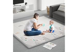 ZEEBABA Baby Play Mat, Foldable & Reversable Play Mat, 0.4" Thick Waterproof Foam Play Mat, Unicorn Baby Mat, Non-Toxic Foam Play Mat for Babies and Toddlers (59 * 71 TYMG)
