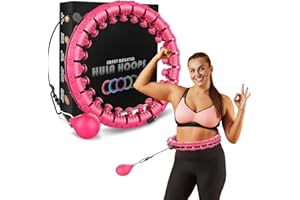 Active 100 Smart Hula Ring Hoops, Weighted Hula Circle 24 Detachable Fitness Ring with 360 Degree Auto-Spinning Ball Gymnastics, Massage, Adult Fitness for Weight Loss