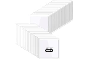 TLARSUN 60 Pack Self Adhesive Display Pockets 3.5 x 3.5 Inch Square Label Pockets Peel and Stick Clear Adhesive Card Pockets Holder Business Card Sleeves Label Photo Protector