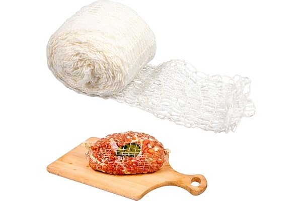 Browin 310102 Filet à Viande 15 cm x 5 m, Température 220°C, Coton, Filet Souple pour Fumage, Brassage, Cuisson, Séchage et Affinage Jambon, Poulet, Fromage, Blanc