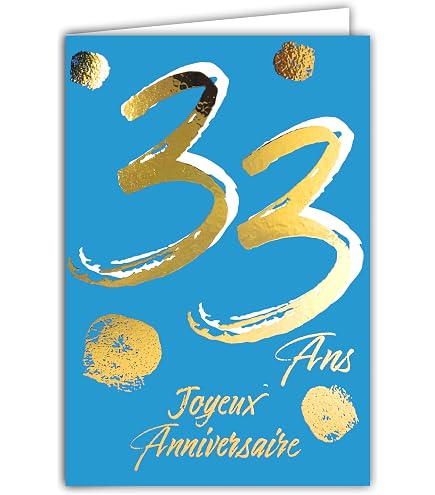 Afie Glückwunschkarte Zum 44. Geburtstag – Goldglänzend, Strukturiert, Mit Umschlag, 11.5x17 Cm, Made In France
