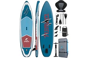 UPWELL 11'/10'6' Inflatable Stand Up Paddle Board with sup Accessories Including Backpack, Repairing Kits, Non-Slip Deck, Kayak Seat, Leash, 3 Fins, Paddle and Hand Pump