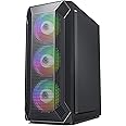 Amazon Basics Mid Tower Gaming Cabinet with USB 2.0 | Pre-Installed Four Fixed RGB (FRGB) Fans| ATX, MATX, Mini-ITX Motherboard Support | Transparent Side Panel
