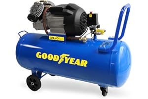 Goodyear - Compresor de aire 100 litros Capacidad de aspiración 356 litros/minuto. 2800rpm. 10 bares. Válvula de Seguridad CE. Ideal para Uso Doméstico DIY