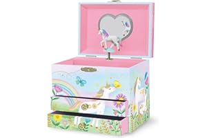 GIGGLE & HONEY Portagioie Carillon Unicorno per Bambine - Cofanetto Musicale per Bambini con Unicorno Rotante, Regali di Compleanno Unicorno per Bambine, Portagioie, 17,1 x 13,3 x 15,2 cm - Età 3-10 anni, Viola