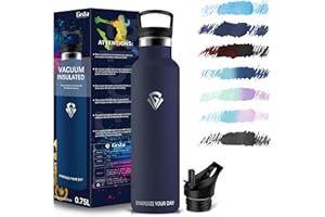 Grsta Botella Agua Acero Inoxidable - 750ML - Botella Termica - Cantimplora Termica - Sin BPA - Botella Agua Niños Reutilizable, para Adultos, Escuela, Ciclismo, Gym, Deportiva
