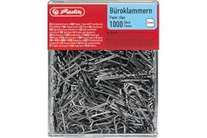 Herlitz 8859100 spinacze biurowe, 32 mm, ocynkowane, przezroczyste pudełko 1000