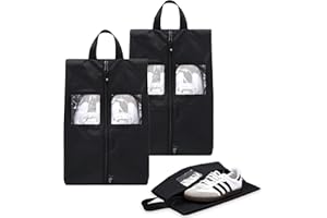 TRAVEL DUDE Schuhtaschen 2er Set | schwarz | mit transparentem Fenster | wasserabweisend, Ultraleicht & staubdicht | Schuhbeutel für kleine & große Schuhgrößen | zum Aufbewahren im Koffer