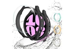 Aimtel 5 +5 Pack Galaxy Watch 6 40mm Screen Protector&Case,Galaxy Watch 6 40mm Tempered Glass Screen Protector & Case Cover Hard PC Bumper Compatible for Samsung Galaxy Watch 6 40mm