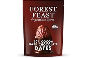 FOREST FEAST Dark Chocolate Dates 1kg Pack – 60% Belgian Cocoa Covered Sweet Dried Fruit, Gluten-Free, Vegan Snack