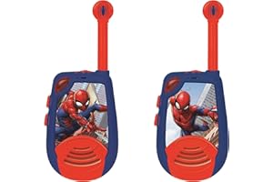 LEXIBOOK, Spider-Man, Walkie-Talkies Digitales para niños, 2 km de Alcance de transmisión, función Morse Light, Clip para cinturón para Transporte, Funciona con Pilas, Azul/Rojo, TW25SP