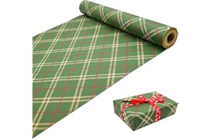 DOJoykey Papier d'emballage de Noël, 43 cm x 15 m, rouleau de papier d'emballage kraft recyclable, papier design festif pour Noël, anniversaire, mariage, emballage de cadeaux