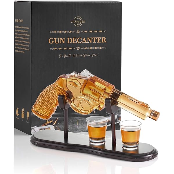 CRAFTGEN Gifts For Men Dad 3 Gun Whiskey Decanter Set – Valentines