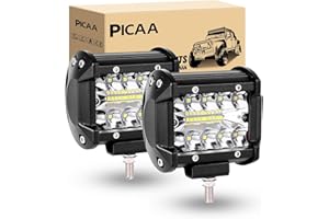 PICAA Arbeitsscheinwerfer 4 Zoll 10 CM 60W LED Lichtbalken 12V 24V 6000K Zusatzscheinwerfer Bar Spot Flutlicht Kombination für SUV Offroad ATV UTV Traktor 4x4 Auto