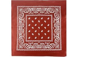 JOPHY & CO. Bandana 100% algodón unisex con estampado de cachemira y color liso, pañuelo bufanda para el pelo/cuello/muñeca/cabeza, COD.644