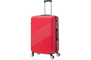 Flymax 24" Medium Suitcase Super Lightweight 4 Wheel Spinner Hard Shell ABS Luggage Hold Check in Travel Case Red