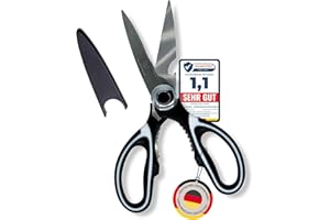 Küchenschere Edelstahl vom Scherenpalast, Geflügelschere, Mehrzweck Haushaltsschere, Stoffschere, Schere mit Schutzhülle für Geflügel, Knochen, Fisch, Kräuter & Gemüse, Dosenschneider, Nussknacker