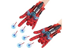 GXDXMBD 2 PCS Gants Spider Launcher,Jouets de Poignet Lanceur de Héros,Lanceur de Toile pour Spider,Jouets de Poignet Lanceur de Héros,Gant de Cosplay en Plastique pour Enfants (A)