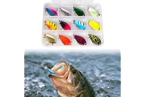 SILENT-QIAOYOU Fishing Forellen Spoon 12 Stück,Spoons Forelle Blinker Angeln,Paradox Fishing Forellen Spoon Set,Einzelhaken Spinner Angelköder,für Hecht Forelle Zander Barsch mit Köderbox