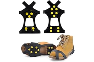 DTXYBC Ramponi per Scarponi, Ramponcini da neve, Ramponcini per scarponi, Ramponcini da neve con 10 Punte per Denti in Acciaio Inossidabile, per Scarpe e Stivali per Camminare Trekking Arrampicata