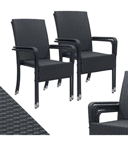 GOPLUS Set van 2 stapelbare tuinstoelen, bistrostoel, balkonstoel van textileen, tot 150 kg, stapelstoel met rugleuning en armleuning, eetstoel outdoor, voor tuin, terras, balkon, zwembad (zwart GOPLUS Set van 2 stapelbare tuinstoelen, bistrostoel, balkonstoel van textileen, tot 150 kg, stapelstoel met rugleuning en armleuning, eetstoel outdoor, voor tuin, terras, balkon, zwembad (zwart