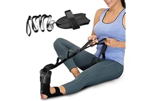 WELLMALL-HULA Yoga Stretching Strap,Ankle Ligament Stretcher Belt with Loops Ligament Stretch Band Fitness leg stretcher for Plantar Fasciitis,Foot Stretch Assist for Balance Hamstring,Flexibility and Physical Therapy