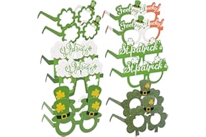 BHGT 12 Paia Occhiali Decorativi Carta Trifoglio Verde Cappello Leprechaun Folletto Occhiali Festa Photo Prop Booth Accessori Costume Decorazioni per San Patrizio Gadget Ragazzi