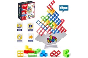WOIRROIP Tetra Tower,64 Stück Tetris Tower Spiel, Tetris Tower Spiel Erwachsene Kinder,Kreative Stapelspiel Spielzeug Lustige Stapelspiel,Team Tower-Spiel für Kinder und Erwachsene