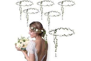 CHUNYIN 6 Corone di Fiori per Sposa Bambina Donna Ghirlande di Fiori per Capelli Coroncine Regolabili Cerchietti Floreali Fasce per Testa Accessori per Addio al Nubilato Festa Matrimonio, Bianco