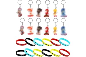 Anbobili Decorazioni per Feste di Compleanno, Bomboniere per Feste di Compleanno, Giocattolo 12 Braccialetti in Silicone 12 Portachiavi per Bomboniere Compleanno Bambini e Bambine