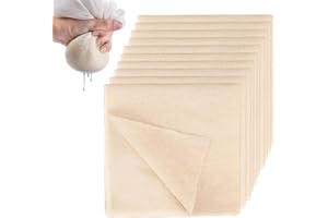 EOAMGO 10 Pcs Cheese Cloths for Straining, 50x50cm Muslin Cloths for Cooking, Reusable and Washable Cheesecloth, Unbleached Cotton Cheese Cloth Food Strainer for Nut Milk, Juice, Butter, Baking