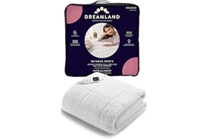 Dreamland Hunker Down Scandi Sherpa elektrische Unterdecke für Doppelbetten (Intelliheat Plus Fast Heat, maschinenwaschbar, 190 x 137 cm, 1 abnehmbare Steuerung, 6 Temperaturen und automatischer