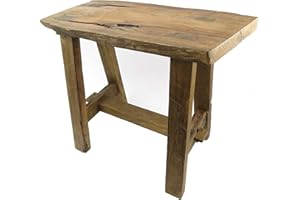 Clever-deko Hocker kleine Bank aus Teak Wurzelholz Teakhocker Teakbank Holzhocker Holzbank Blumenbank Blumenhocker rustkal antik TEAKHOLZ