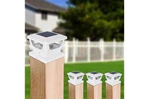 ‎GEYUEYA HOME 4pcs Pfostenkappe Solar 7x7 8x8 9x9 10x10, Solar Zaunpfosten Leuchte Solar Post Cap Light Solar Pfostenleuchte Pfostenlampen, IP65 Wasserdicht für Pfosten, Zaun (Größe: 7.6 bis 10.1cm)