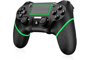 LuckyMoon Wireless Controller for P-S4, Gamepad Joystick Controller Compatible with P-S4/Pro/Slim with Audio, High-Precision Touch Panel, Dual V-ibration, 6-Axis Gyro Sensor, Wake up, (Black &Green)