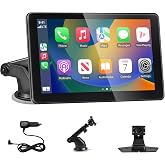 Car Screen with Carplay and Android Auto Wireless, 7 Inch Touch Screen Carplay, Portable Radio with Bluetooth 5.3, GPS Naviga