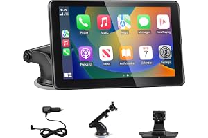 18 cm bilspelskärm, trådlös CarPlay Android automatisk skärm för bilar, bärbar HD-pekskärm bilstereo med Bluetooth 5.3/FM/AUX