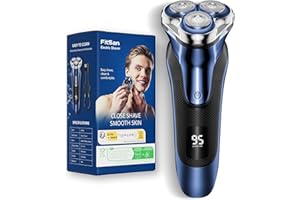 Rasierer Herren Elektrisch, FitSan Einziehbarer Bartschneider, Elektrischer Nass- und Trockenrasierer, Herrenrasierer mit Reiseschloss, Wasserdicht, LED-Anzeige
