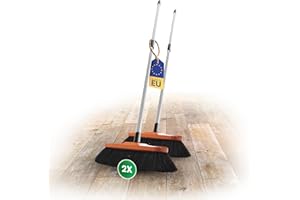 Novaliv 2 escobillones de mezcla de crin con mango telecópico, pelo fino de animales, cepillos de mano de pelo natural